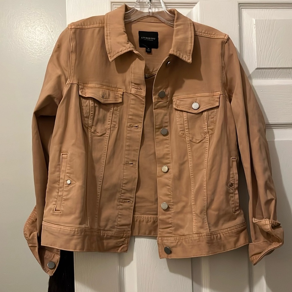 Liverpool Los Angeles stretch dark coral Jean jacket.